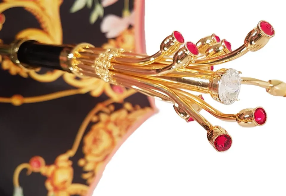 Fashion Il Marchesato Ombrello di lusso con fiore realizzato a mano con cristalli Swarovski