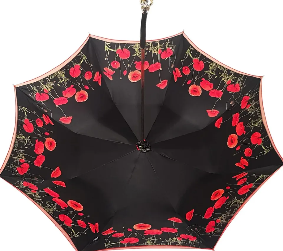 Clearance Il Marchesato Ombrello doppio tessuto rosso, nuova esclusiva papaveri