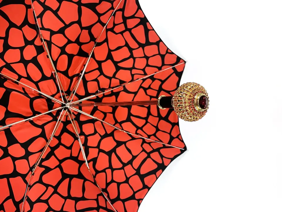 Outlet Il Marchesato Ombrello fatto a mano con Sfera decorata con cristalli rossi