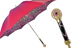 Hot Il Marchesato Ombrello fucsia con medaglione e cristalli