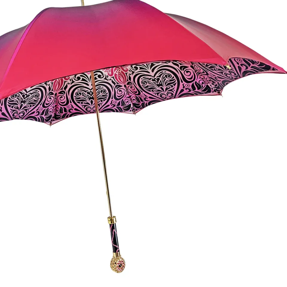Hot Il Marchesato Ombrello fucsia con medaglione e cristalli