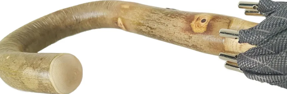 Hot Il Marchesato Ombrello in legno di frassino artigianale - Tessuto jaquard grigio