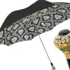 Sale Il Marchesato Ombrello nero doppio baldacchino con design damascato