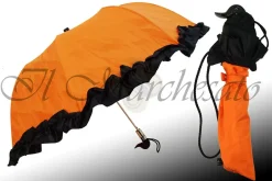 Online Il Marchesato Ombrello pieghevole arancione con volant nero