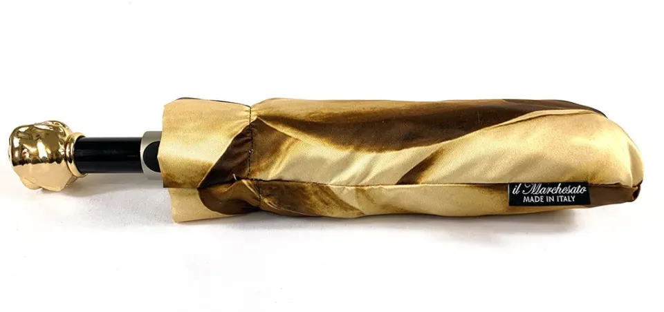 Sale Il Marchesato Ombrello pieghevole con dalia oro e marrone