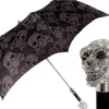 Outlet Il Marchesato Ombrello pieghevole con teschio placcato argento925 e Swarovski