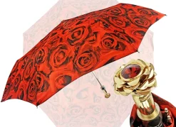 Sale Il Marchesato Ombrello pieghevole romantico con manico in oro placcato oro 24k