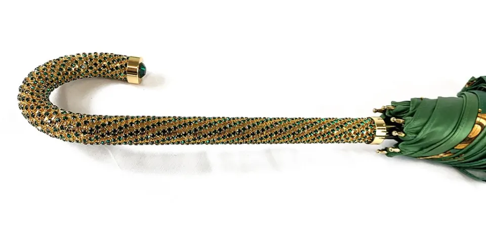 New Il Marchesato Ombrello verde da donna con cristalli