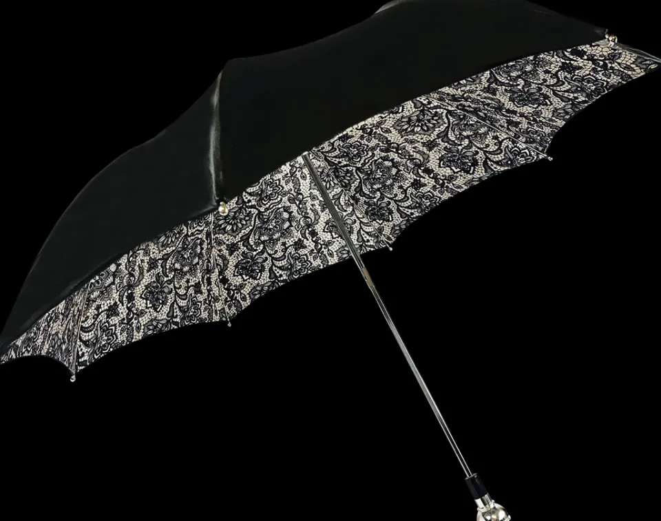 Outlet Il Marchesato Pieghevole doppio ombrello a baldacchino con design in pizzo