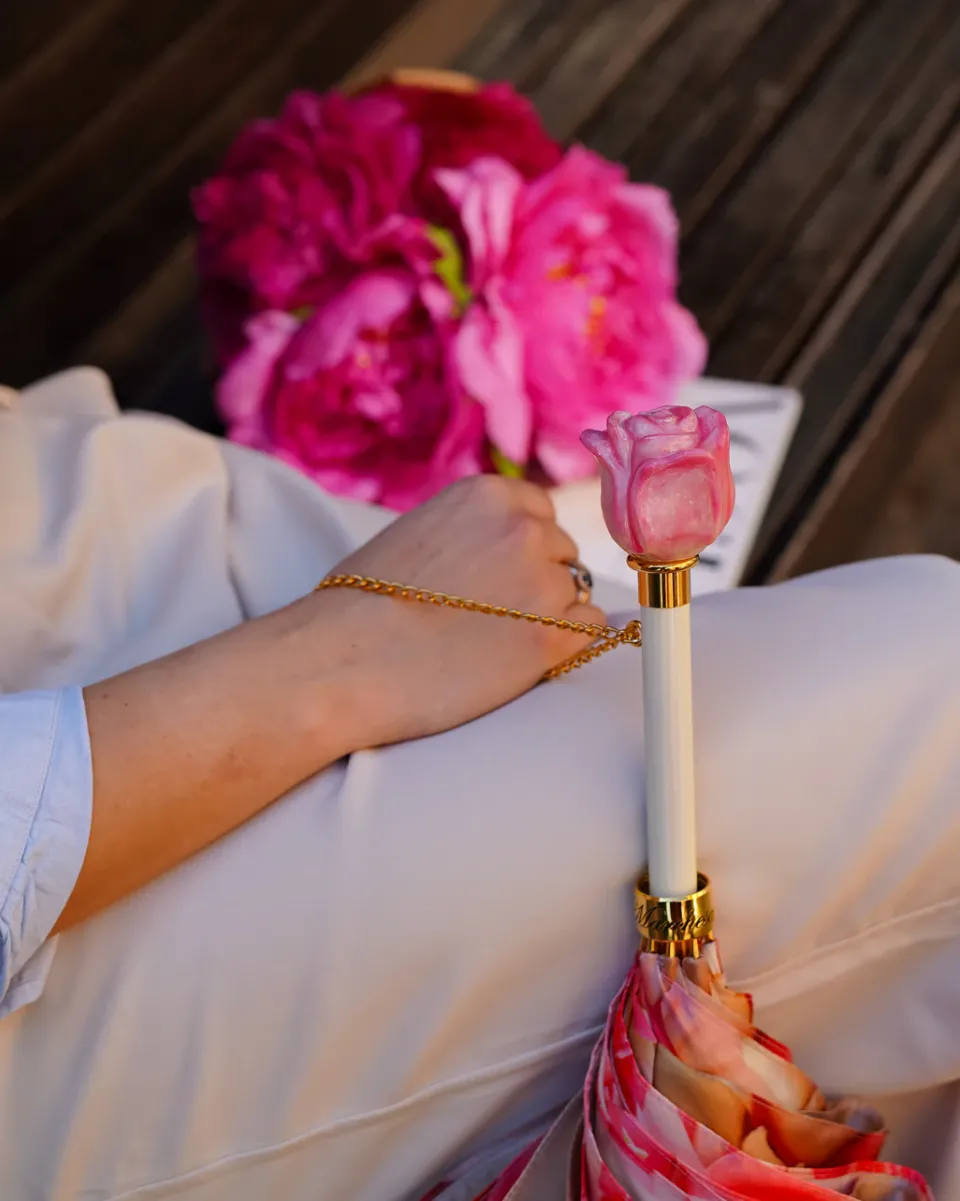 Fashion Il Marchesato Premium Craft Umbrella with Beautiful Hand-Painted Rose Detail