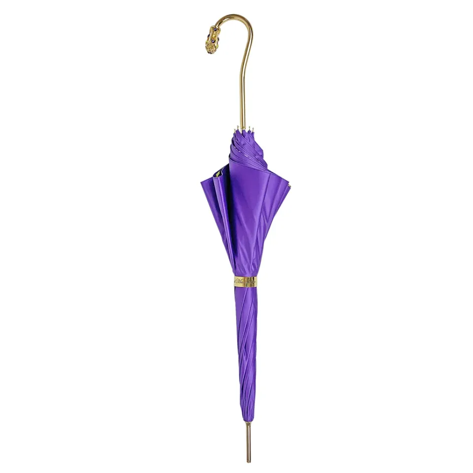 Outlet Il Marchesato Prezioso ombrello viola con cristalli gialli