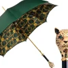 New Il Marchesato Savannah Majesty: Green Umbrella with Striking Leopard Handle