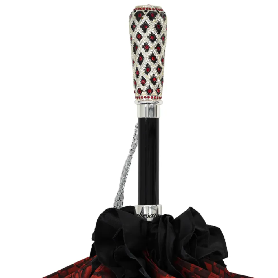 New Il Marchesato Special Edition Umbrella Featuring Black Ruffles and Silver-Plated Acc