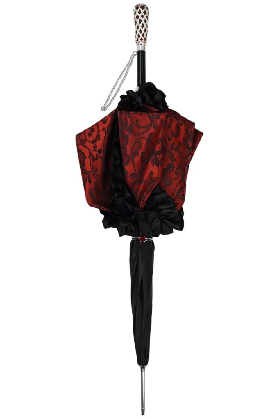 New Il Marchesato Special Edition Umbrella Featuring Black Ruffles and Silver-Plated Acc