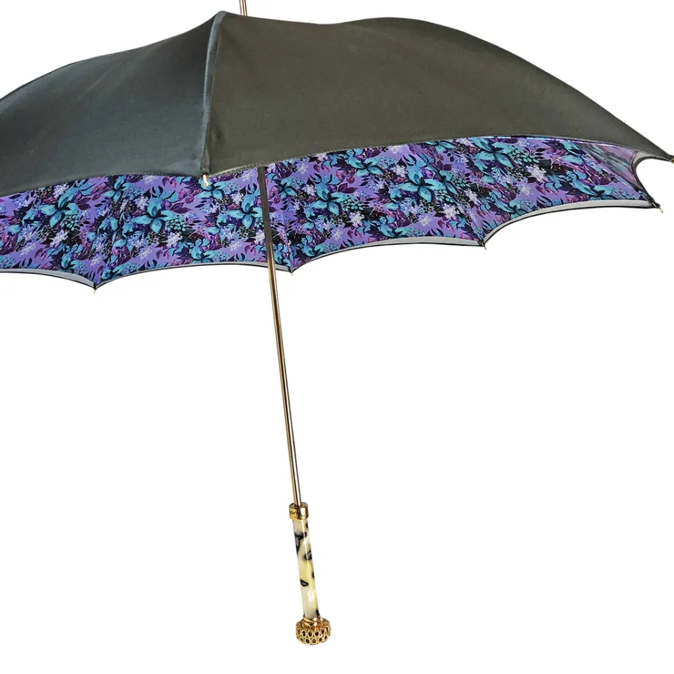 Sale Il Marchesato Splendido ombrello grigio con viola chiaro all'interno