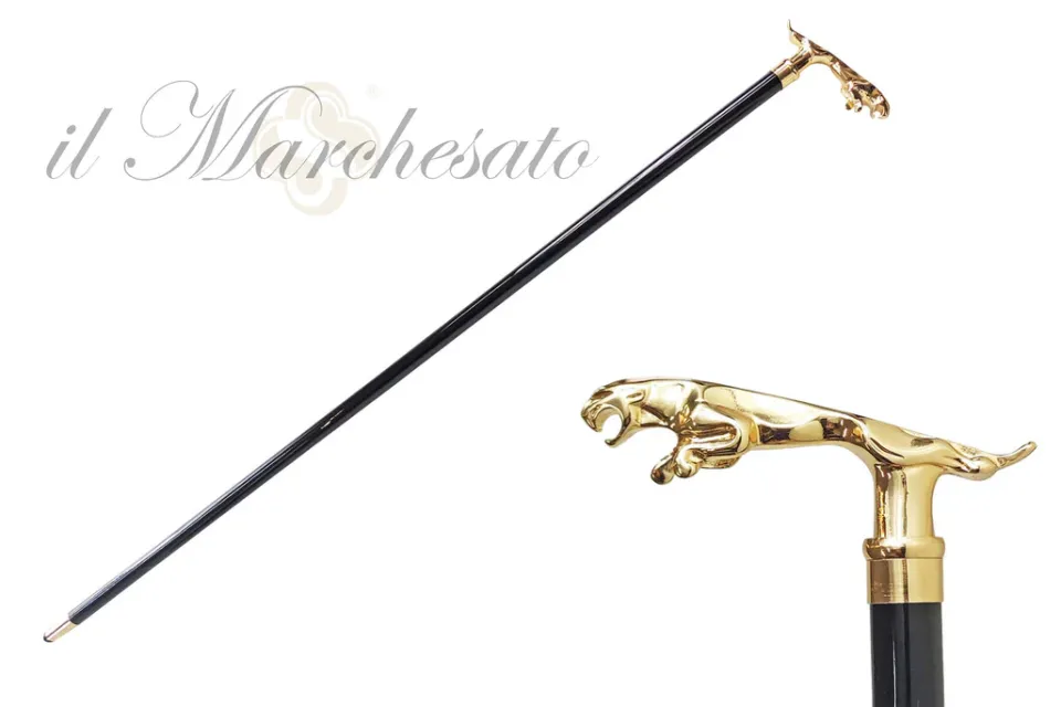 Fashion Il Marchesato Stick a passeggiata jaguar gold -placcata 24k