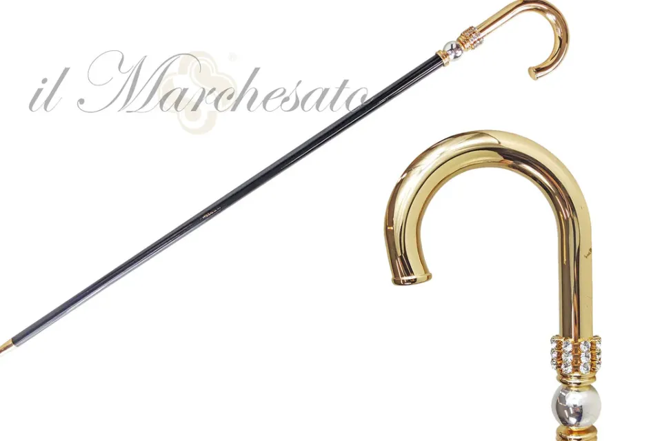 Fashion Il Marchesato Stick a piedi per l'uomo in ottone - 24k Gold placcati con sfera argentata