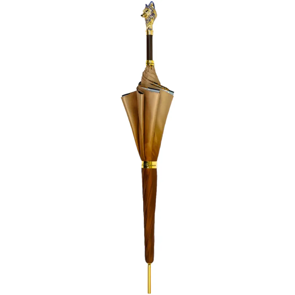 Online Il Marchesato Umbrella with Hand-Painted Golden Wolf