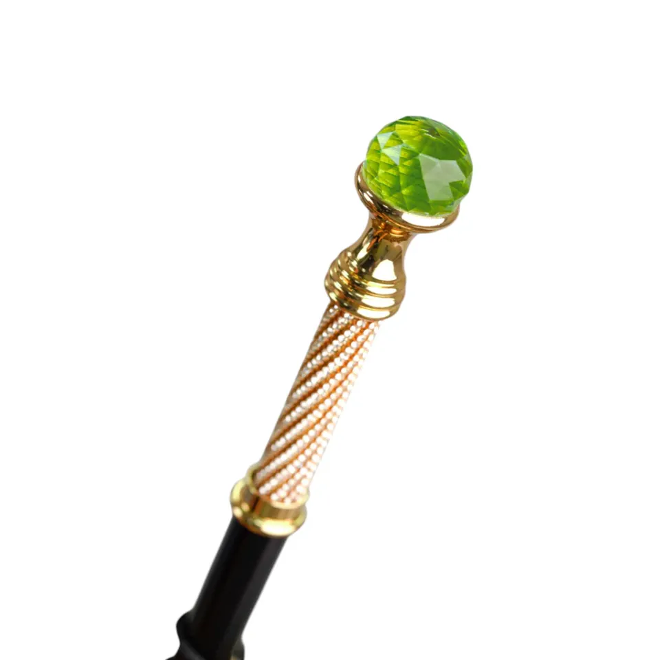 Hot Il Marchesato Wild Elegance: Teal Umbrella with Leopard Print and Green Crystal Hand